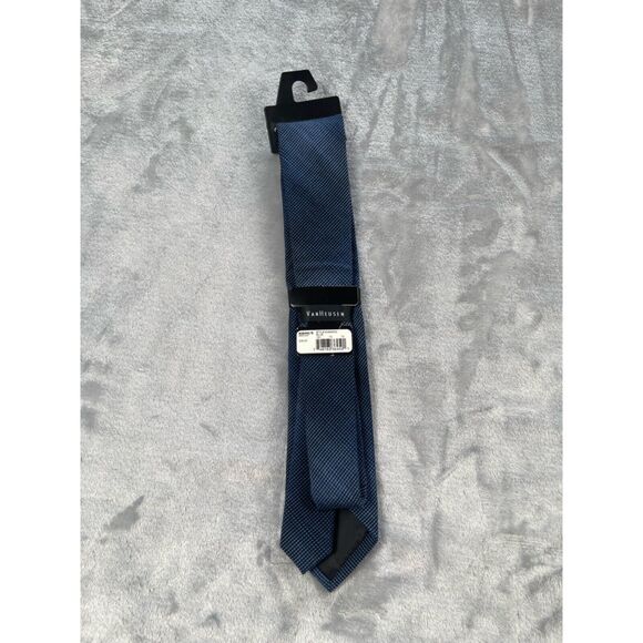 Van Heusen Mens Neck Tie Navy Blue Slim Skinny Short - Picture 4 of 11